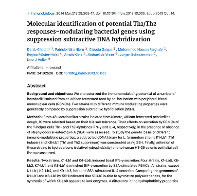 Molecular identification of potential Th1/Th2 responses-modulating bacterial genes using suppression subtractive DNA hybridization